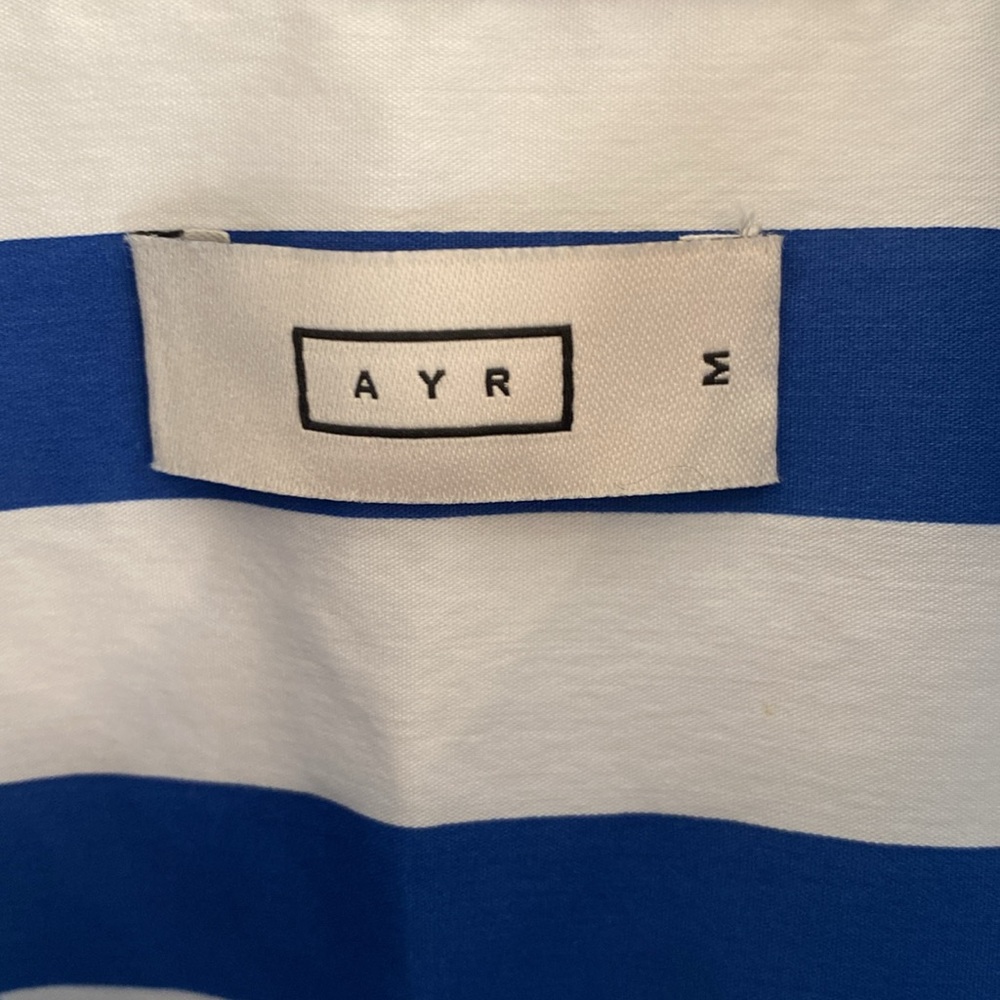 AYR All Year Long Deep End Marais Blue royal blue/white Stripe Shirt Sz M NWOT - Picture 5 of 12